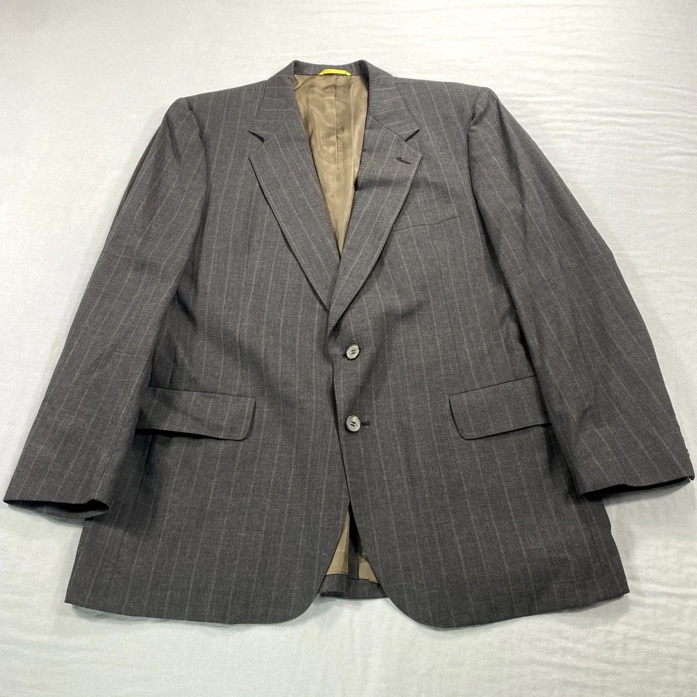 VINTAGE Kuppenheimer Blazer Mens 44 Gray Striped Wool Suit Jacket‎ Sport Coat